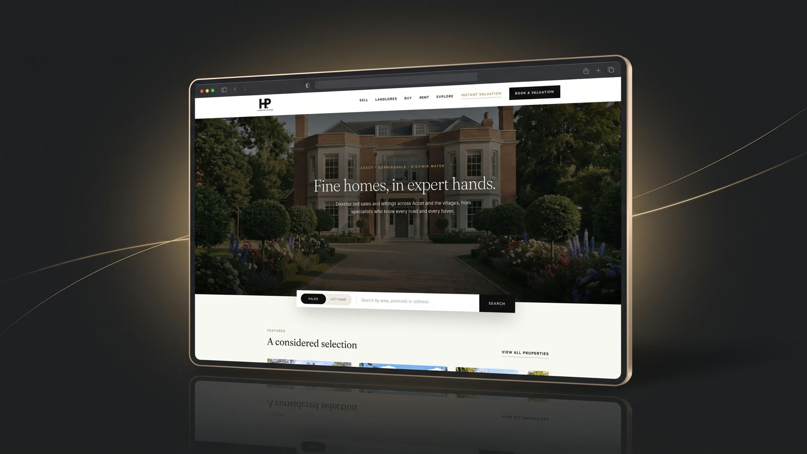 Bespoke estate agency website design for H Prestige Estates