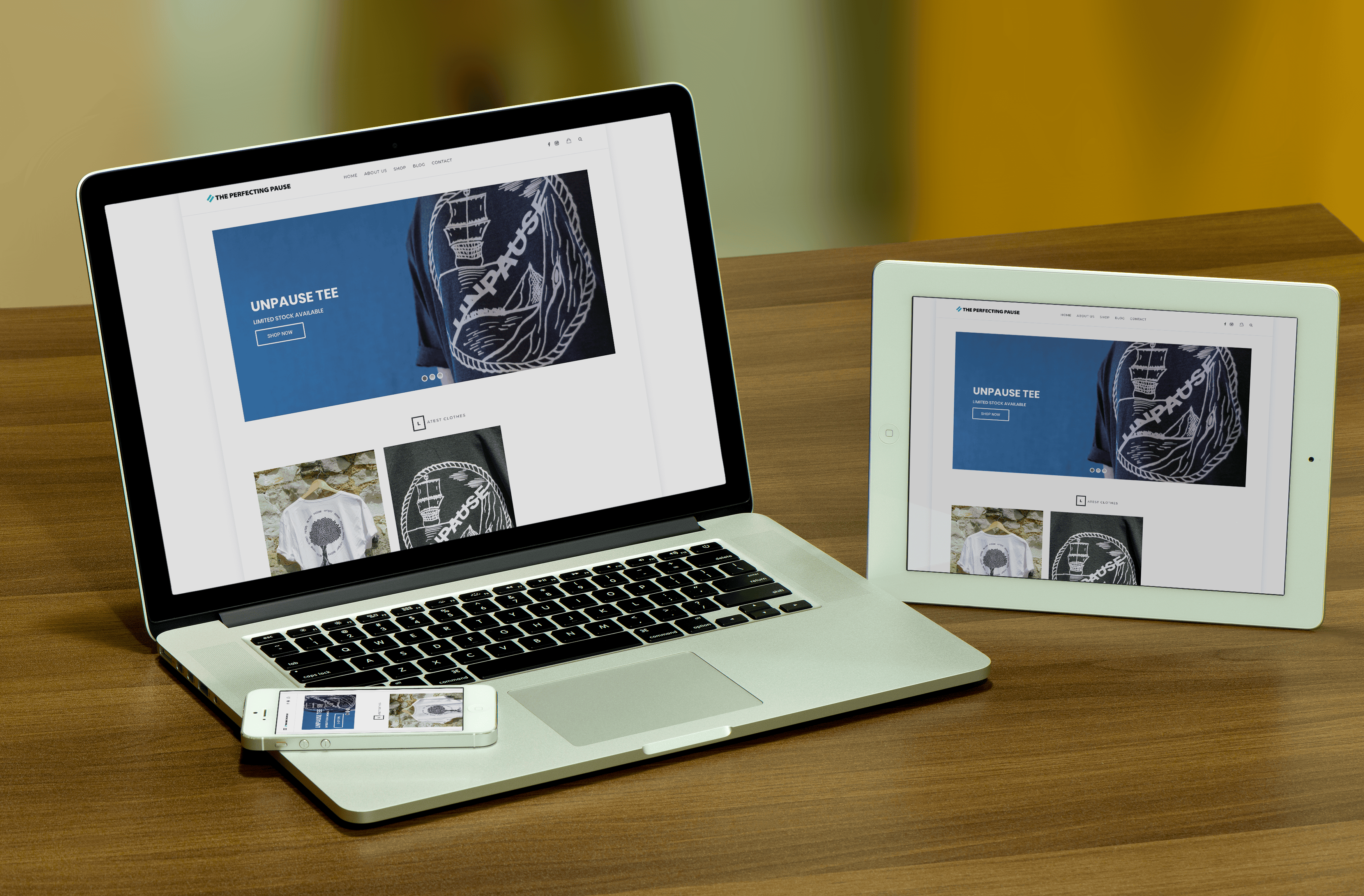 The Perfecting Pause e-commerce website mockup