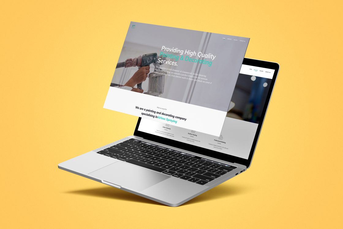 JTWS Decorating website shown on laptop