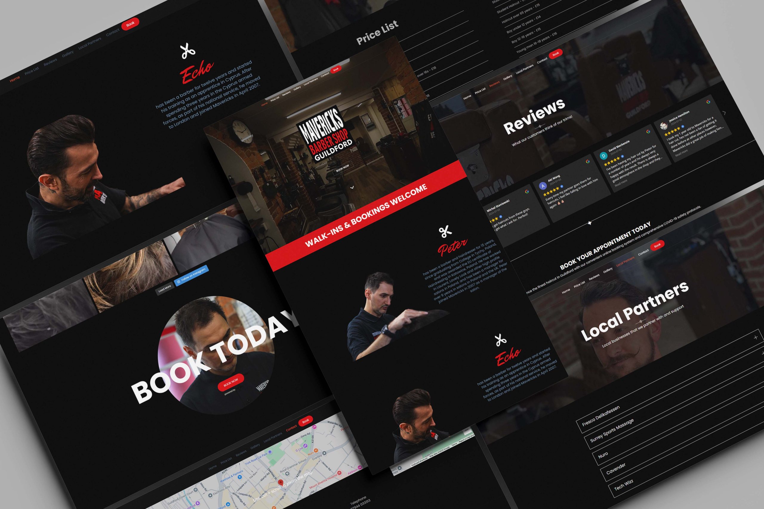 Mavericks Barber website homepage