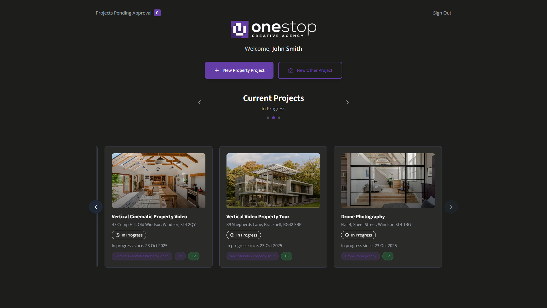 OSCA Client Portal Dashboard