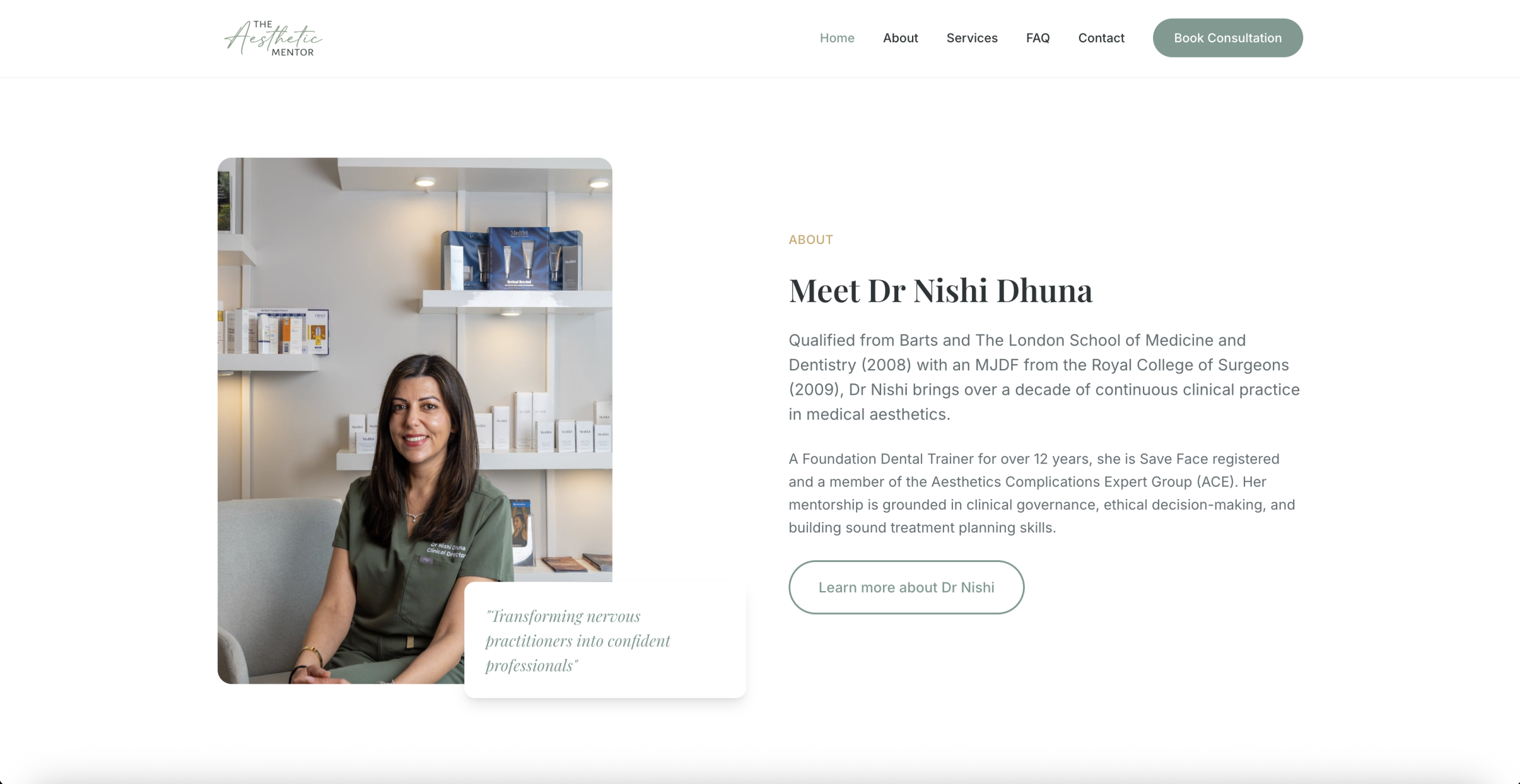 The Aesthetic Mentor website about section