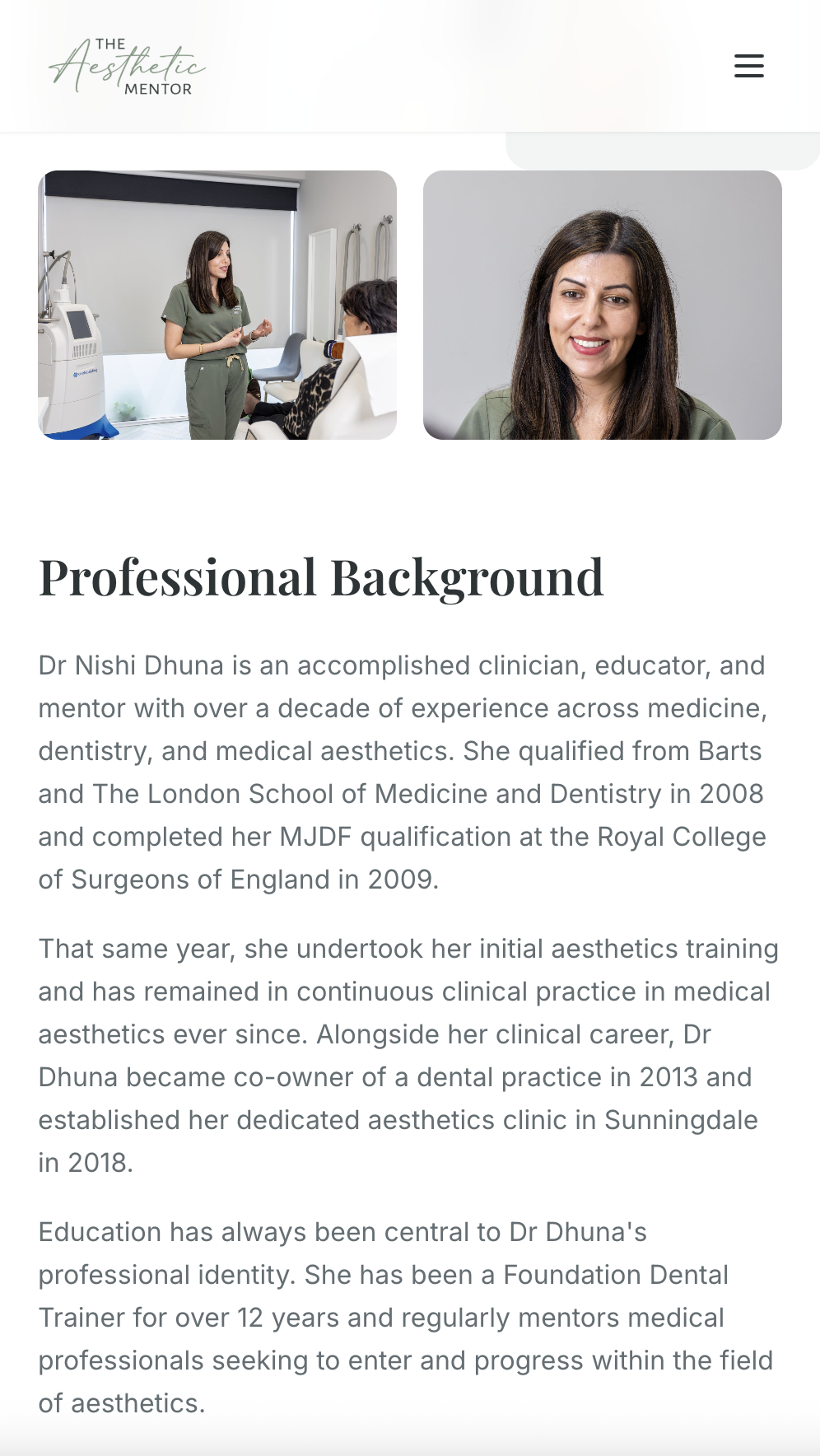 The Aesthetic Mentor mobile view