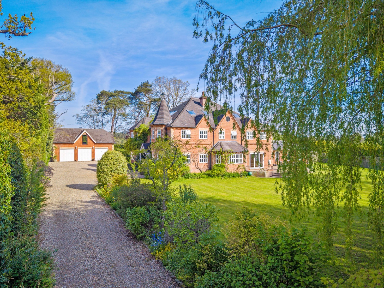 Lane End, Windlesham - aerial view of the house and grounds