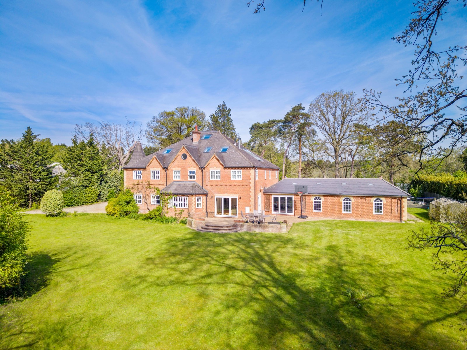 Lane End, Windlesham - aerial view of the rear garden