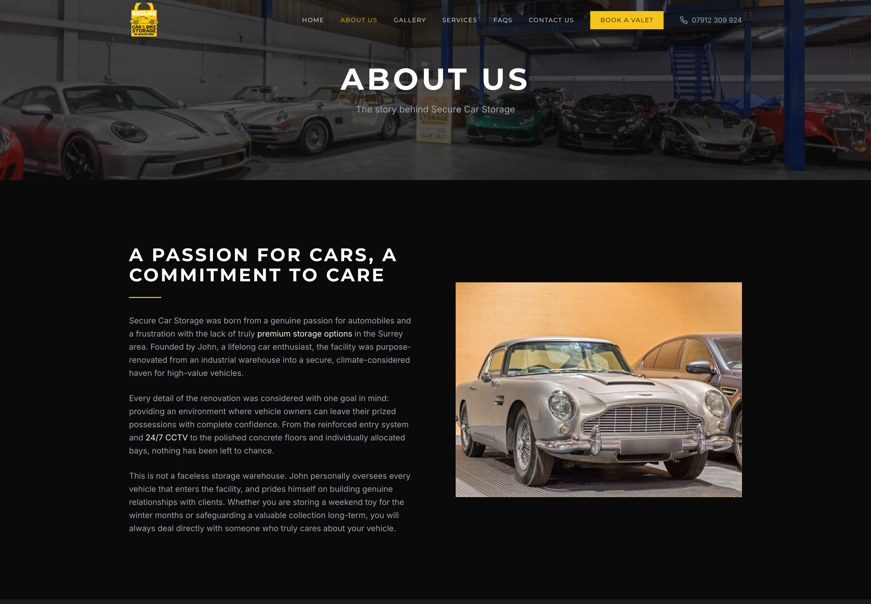 Secure Car Storage about page