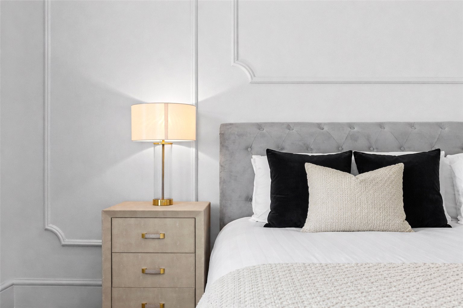 Prince Albert Drive penthouse - bedroom styling detail