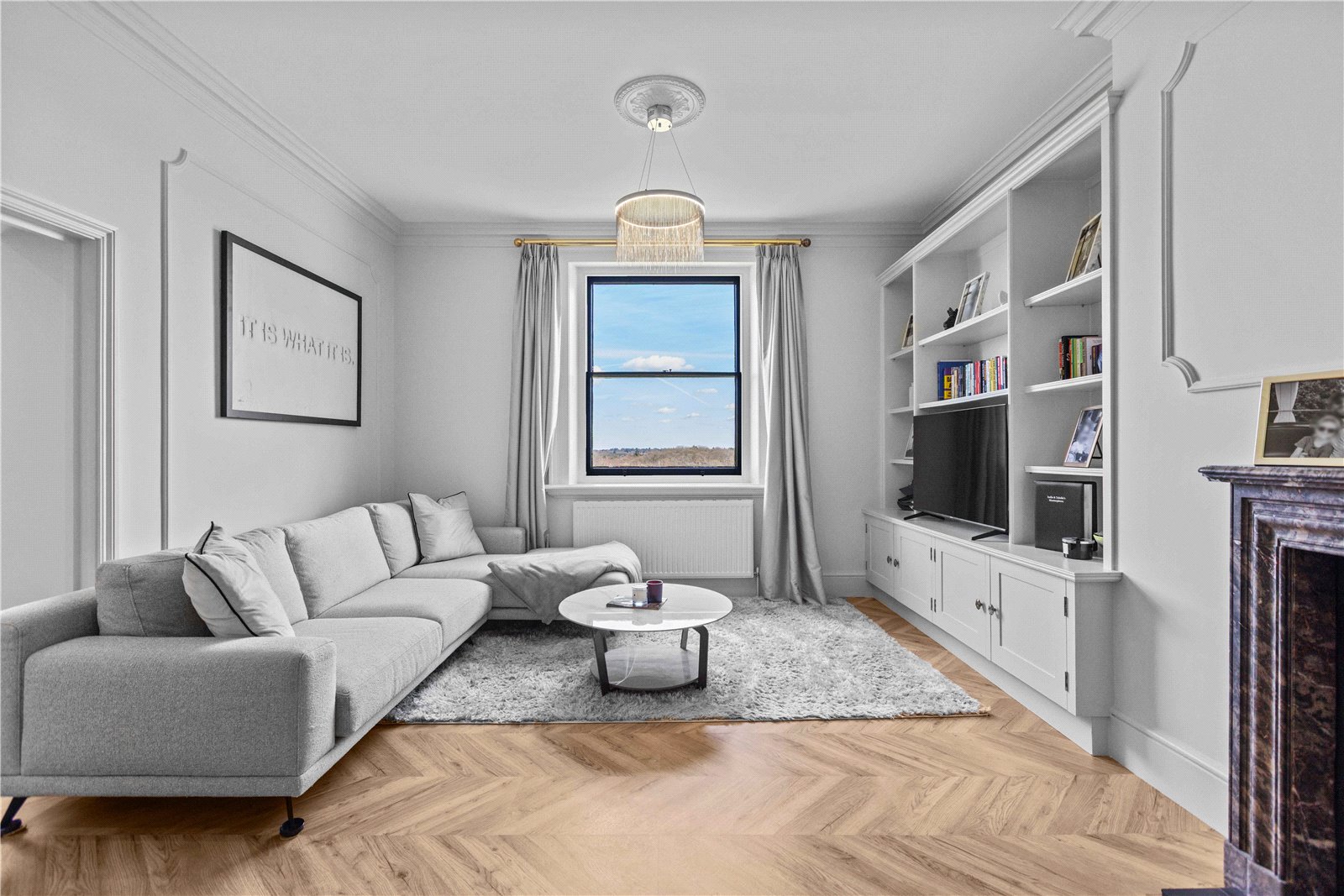 Prince Albert Drive penthouse - living room with countryside views