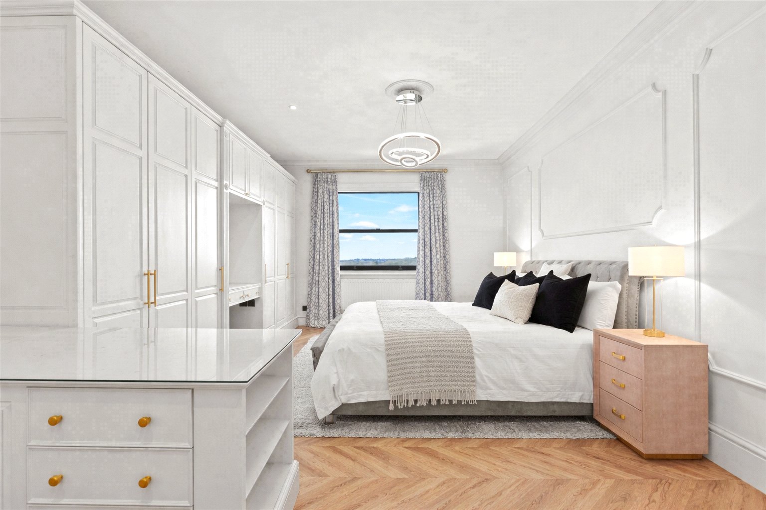 Prince Albert Drive penthouse - principal bedroom with built-in storage