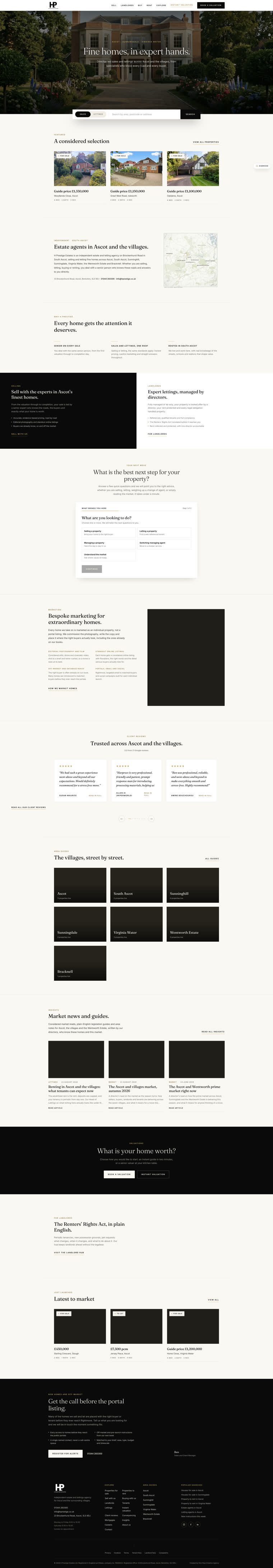 Full scrolling tour of the H Prestige Estates homepage