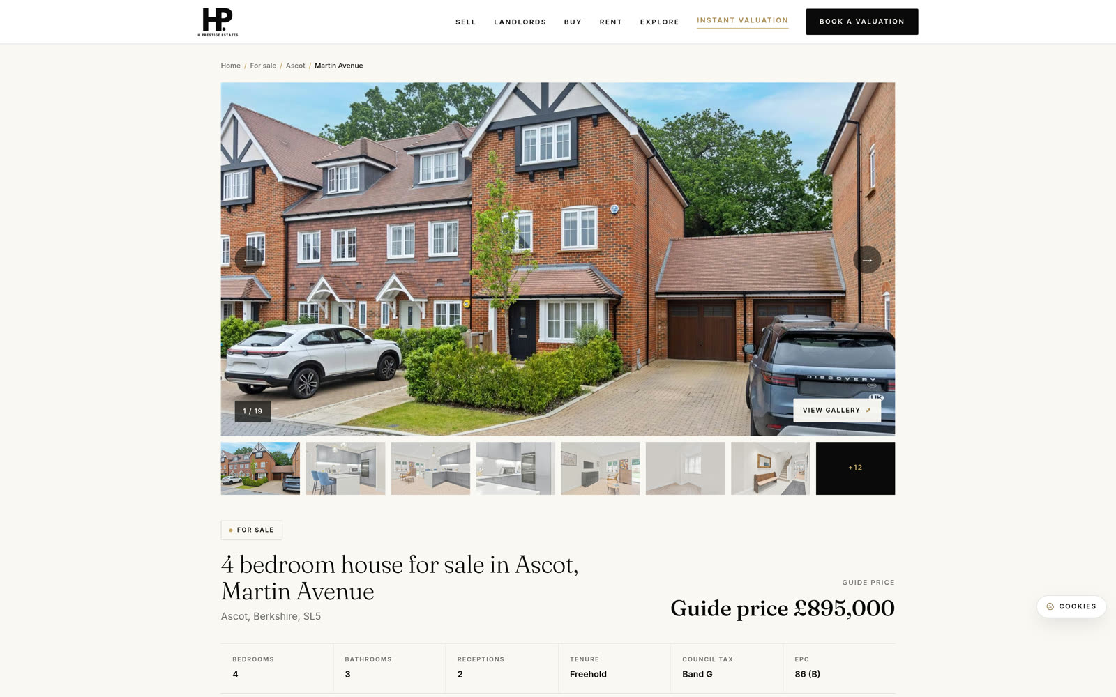 H Prestige Estates property detail page with gallery
