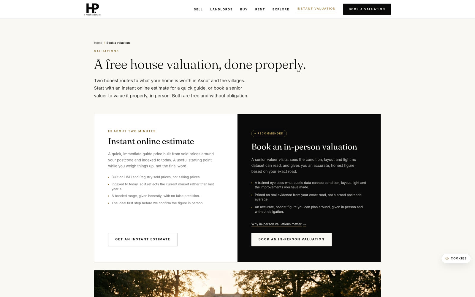 H Prestige Estates valuation page