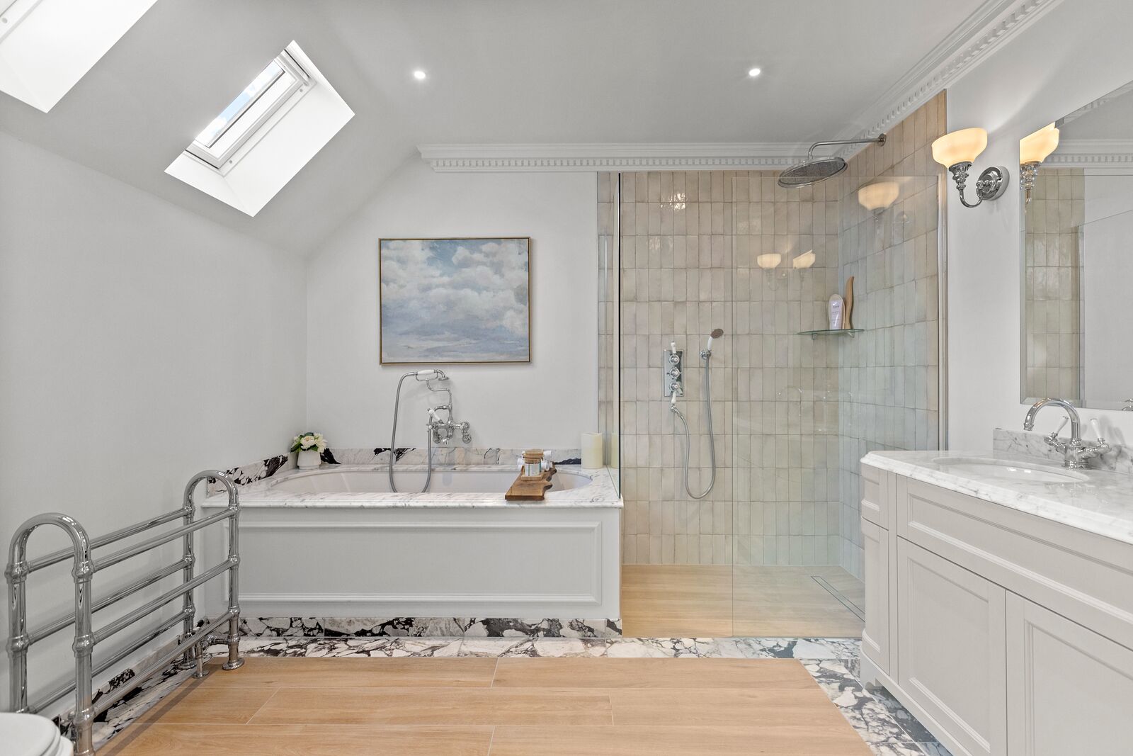 Trotsworth Avenue, Wentworth Estate - bathroom with bath and walk-in shower