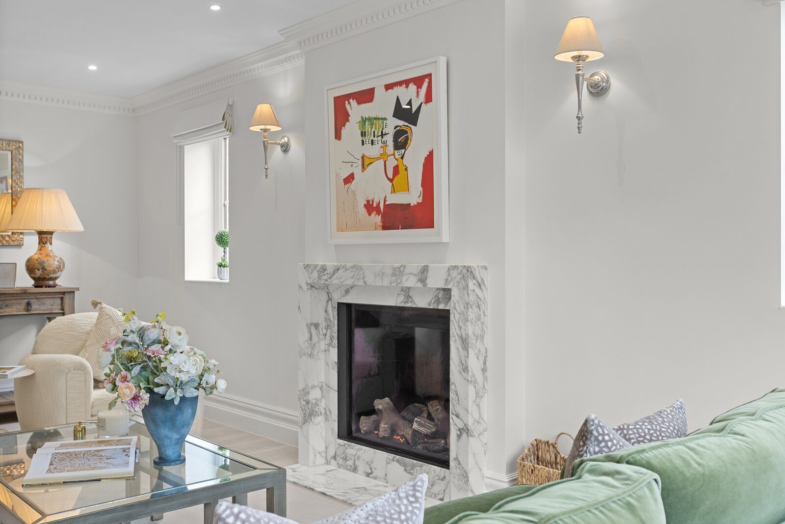 Trotsworth Avenue, Wentworth Estate - drawing room with marble fireplace